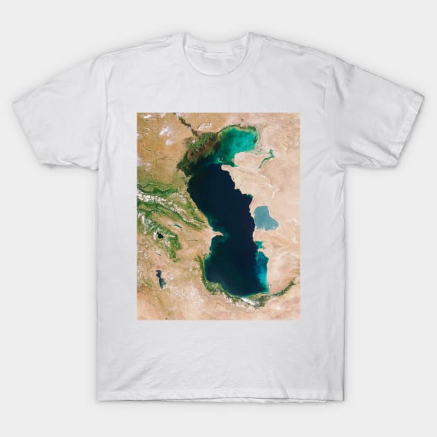 Caspian Sea, Aqua satellite image (E590/0193) T-Shirt by SciencePhoto